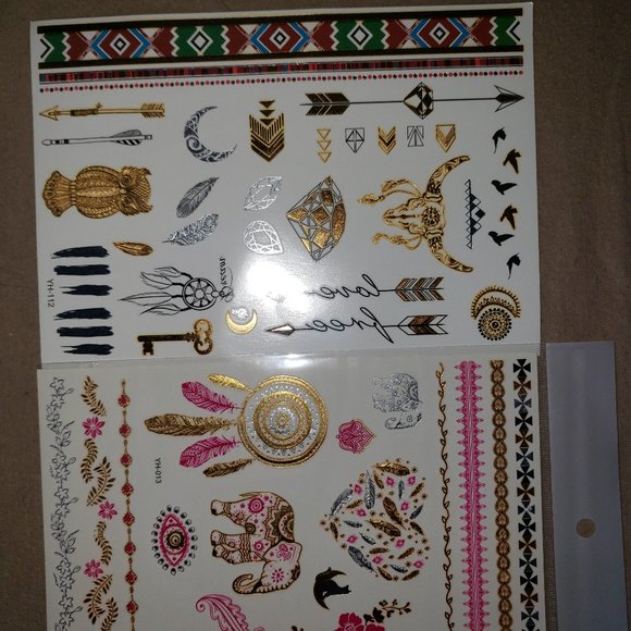 3 sheets Golden Silver Temporary Tattoo - Picture 5 of 15